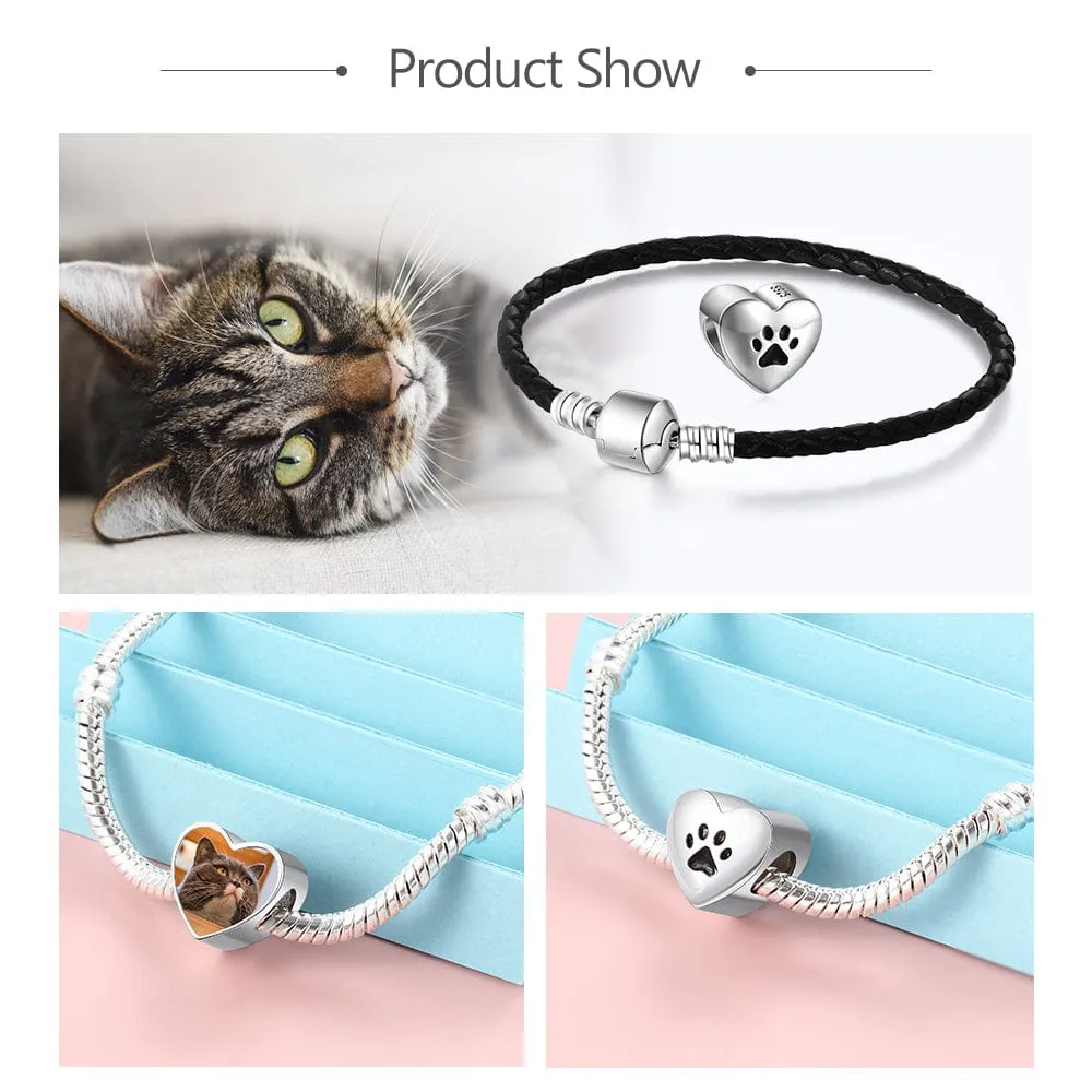 .925 Sterling Silver Pet photo charm for Bracelet