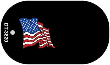 American Flag Offset Novelty Metal Dog Tag Necklace