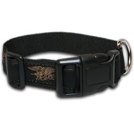Dog Collar Black with Gold Trident