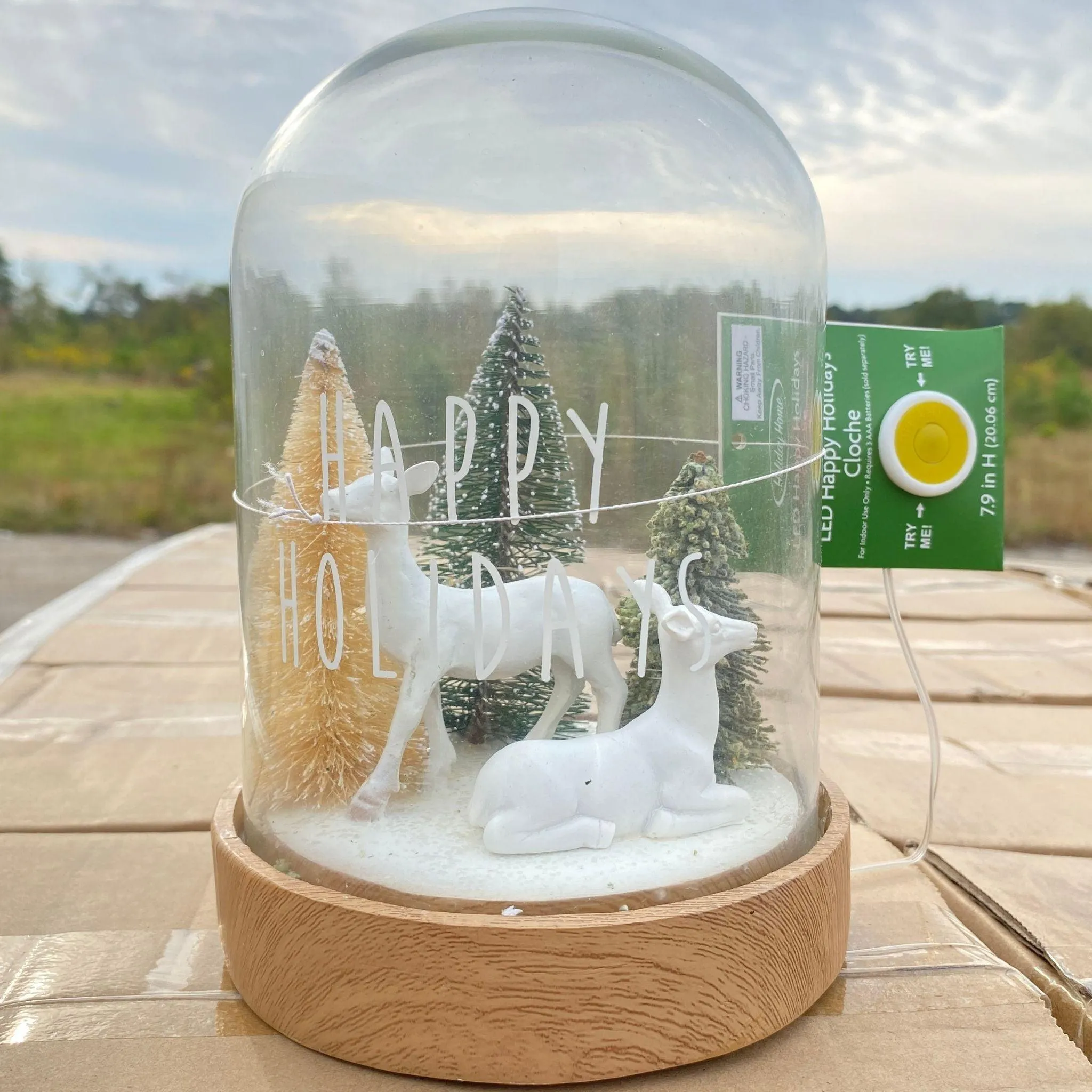 Holiday Home Happy Holidays LED Cloche (12 Pcs Lot)